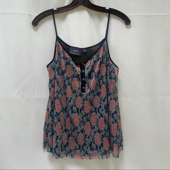 Maeve Anthropologie Womens Tank Top Floral pleated Size XS EUC - Picture 3 of 6